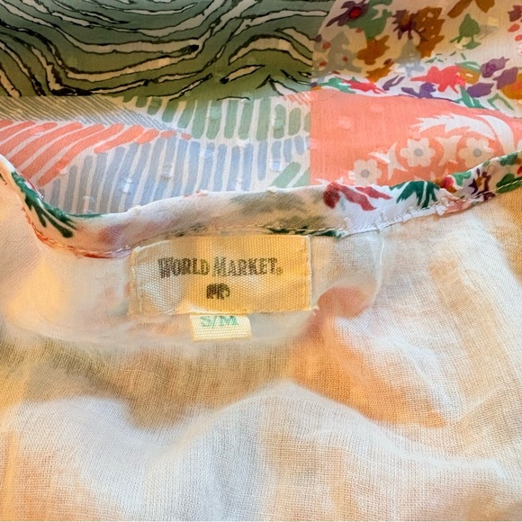 World Market Mira Dobby Patchwork Kaftan Dress Pastel Boho S/M Pastel resort EUC - Picture 5 of 11